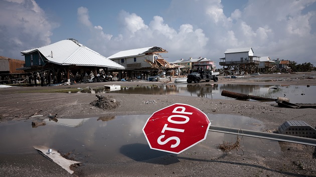 GRAND ISLE, LOUISIANA - SEPTEMBER 02: Homes destroyed in the wake of Hurricane Ida are shown September 2, 2021 in Grand Isle, Louisiana. Ida made landfall August 29 as a Category 4 storm near Grand Isle, southwest of New Orleans, causing widespread power outages, flooding and massive damage.  (Photo by Win McNamee/Getty Images)