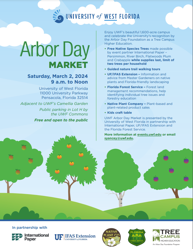300+trees+for+free+at+UWF+Arbor+Day+Market