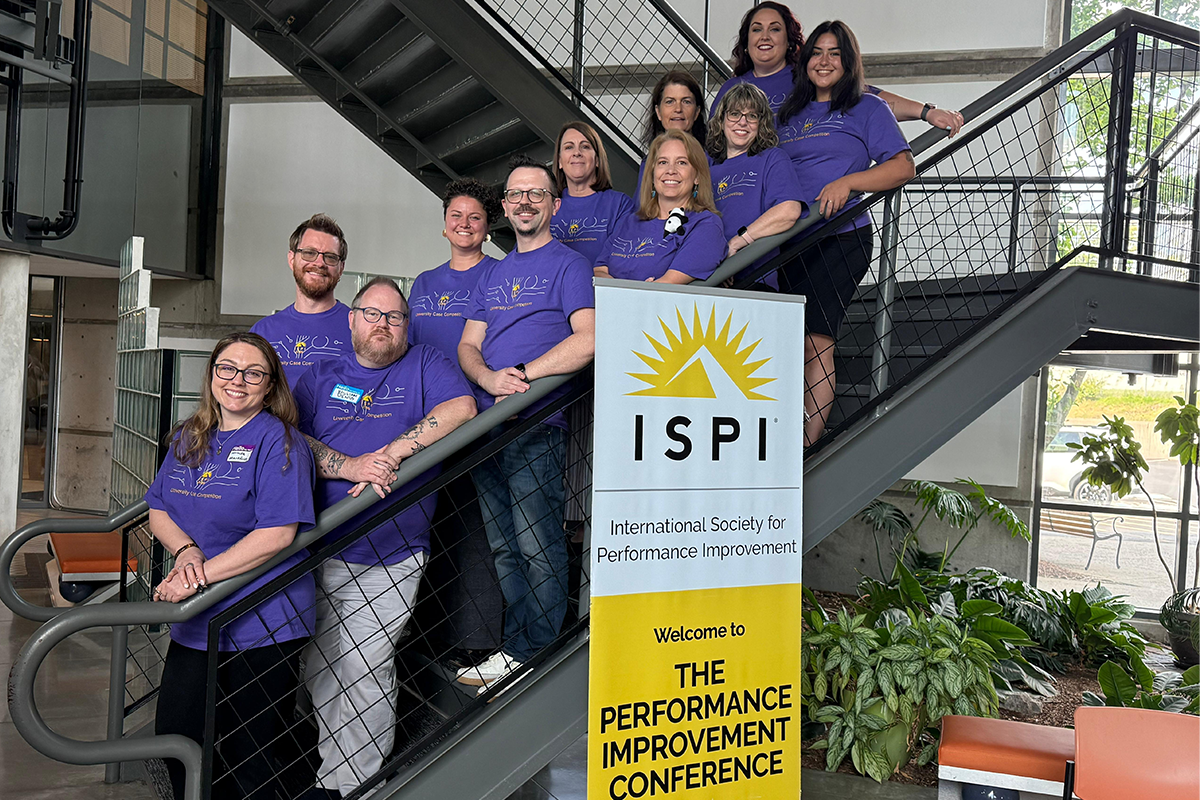 UWF students and professors at ISPI Conference, left to right: Melinda Markfelder, Karl Schroth, William Denius, Lauren Adlof, Dave Willis-Lorenz, Susan Cutroni, Lori McGovern, Holley Handley, Shannon McGregor, Tabithia Ross, Atterol Walters