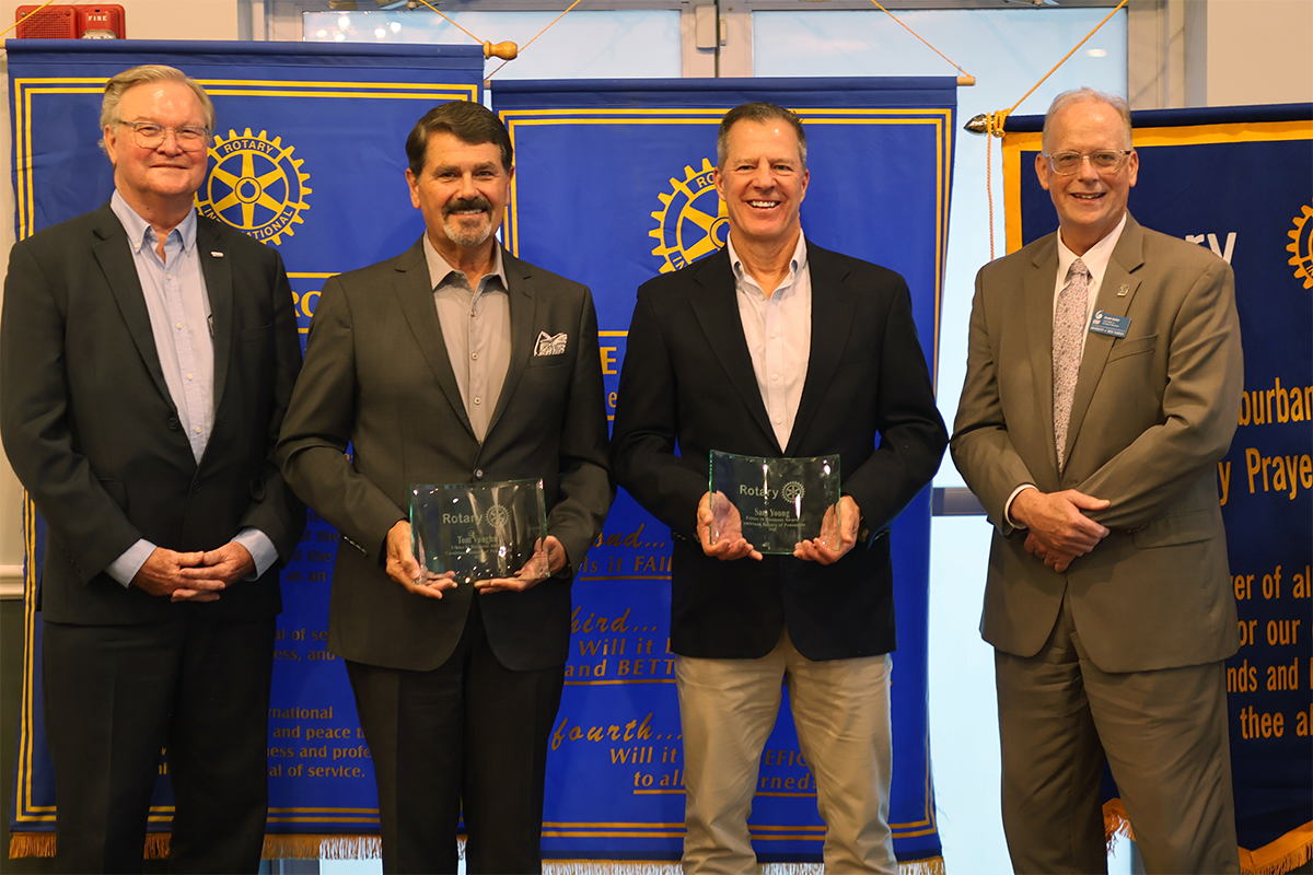 From left to right: Ted Kirchharr (Rotarian and organizer of the Ethics in Business Luncheon), Tom Vaughn, Sam Young and Dr. Scott Keller